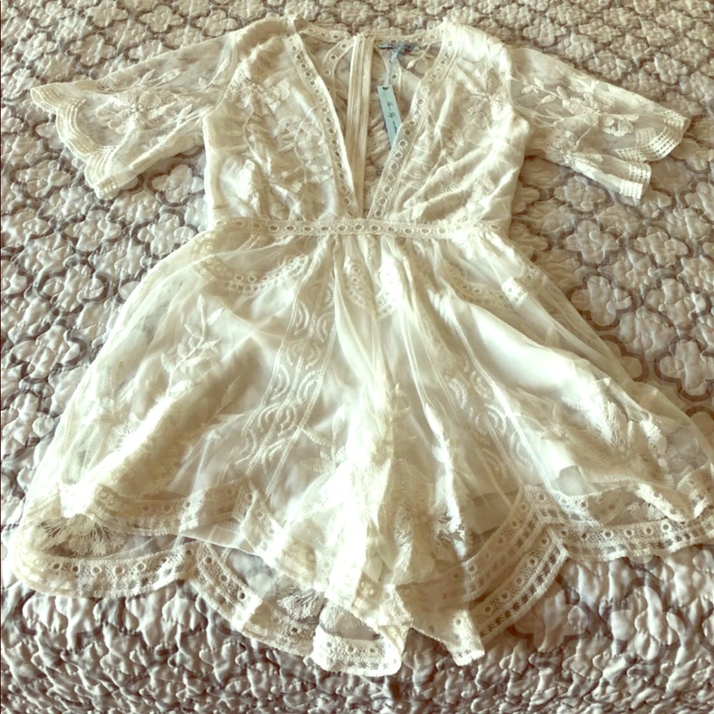 White/Ivory Lace Romper